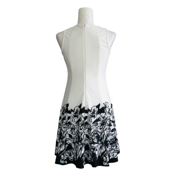 Anne Klein Petite Dress Ivory Black Floral Print Bottom Sleeveless Dress Size 2P - Picture 5 of 12